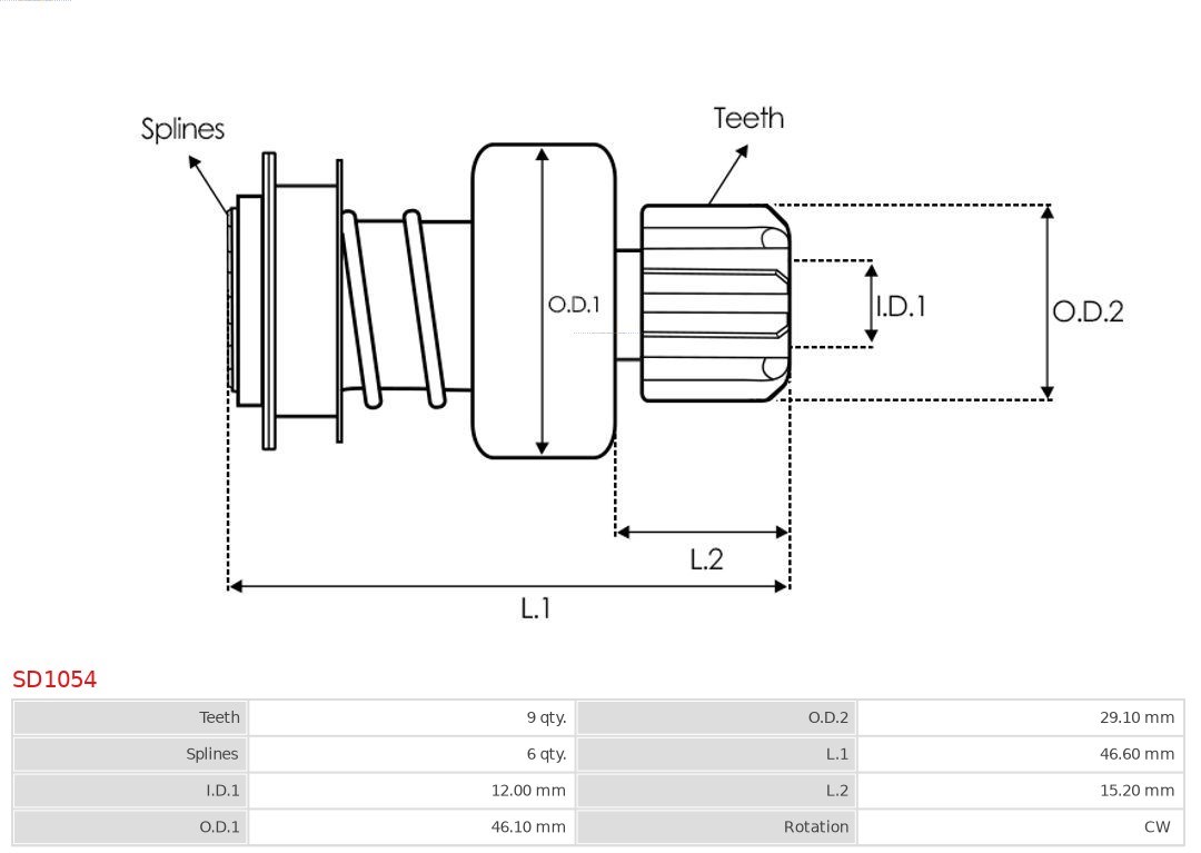 Freilaufgetriebe, Starter AS-PL SD1054 4