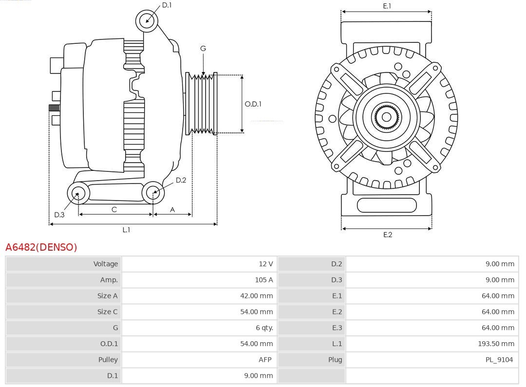 Generator AS-PL A6482DENSO 5