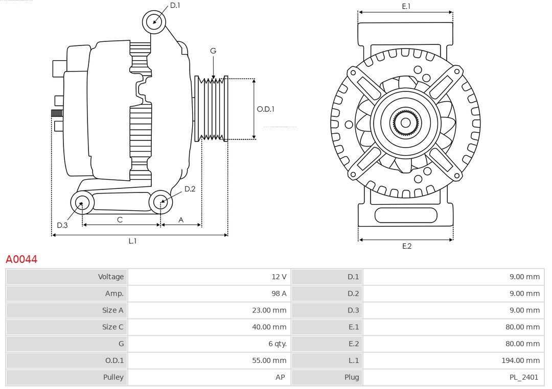Generator AS-PL A0044 5