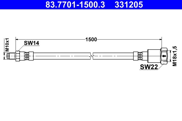 Anschlussschlauch, Bremsdruckprüfgerät ATE 83.7701-1500.3