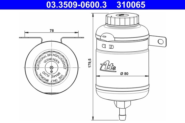 Ausgleichsbehälter, Bremsflüssigkeit ATE 03.3509-0600.3