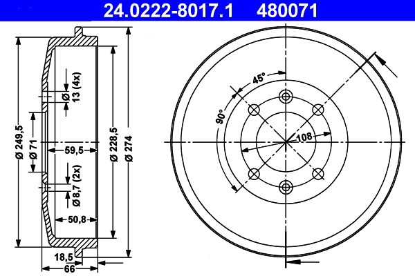 Bremstrommel ATE 24.0222-8017.1