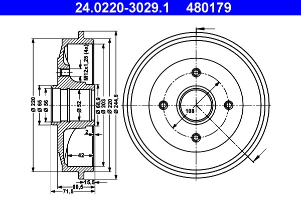 Bremstrommel ATE 24.0220-3029.1