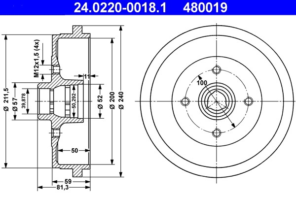 Bremstrommel ATE 24.0220-0018.1