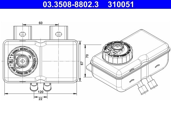 Ausgleichsbehälter, Bremsflüssigkeit ATE 03.3508-8802.3