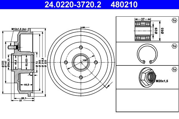Bremstrommel ATE 24.0220-3720.2