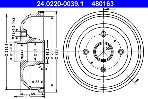 Bremstrommel ATE 24.0220-0039.1