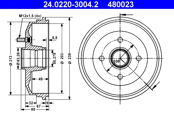 Bremstrommel ATE 24.0220-3004.2