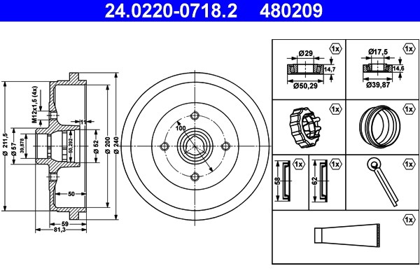 Bremstrommel ATE 24.0220-0718.2