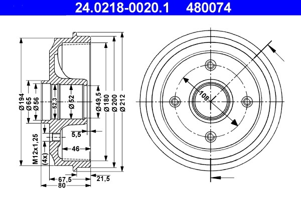 Bremstrommel ATE 24.0218-0020.1