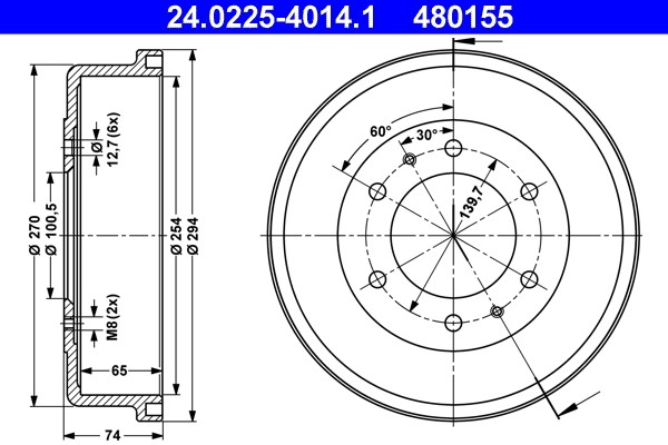 Bremstrommel ATE 24.0225-4014.1