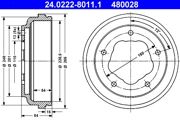 Bremstrommel ATE 24.0222-8011.1