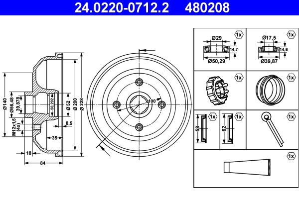 Bremstrommel ATE 24.0220-0712.2