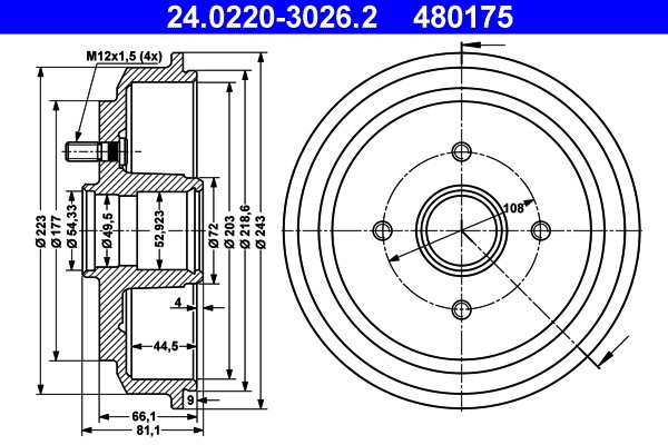 Bremstrommel ATE 24.0220-3026.2