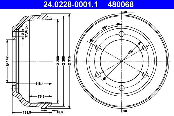 Bremstrommel ATE 24.0228-0001.1