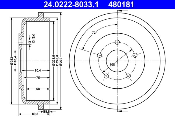 Bremstrommel ATE 24.0222-8033.1