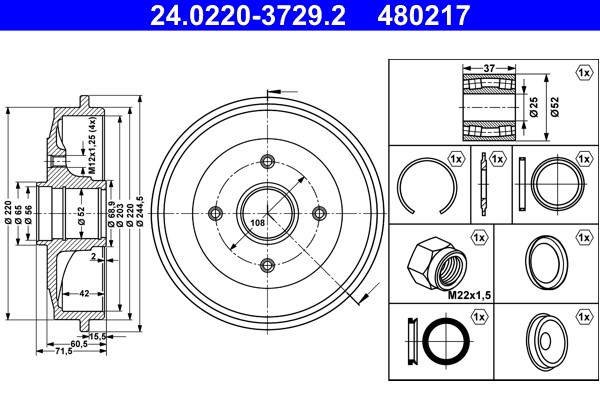 Bremstrommel ATE 24.0220-3729.2