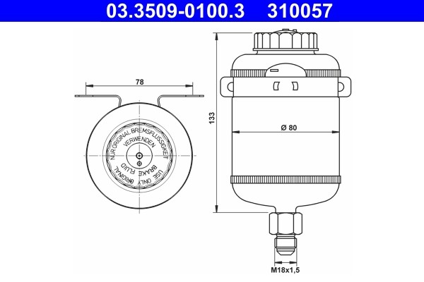 Ausgleichsbehälter, Bremsflüssigkeit ATE 03.3509-0100.3