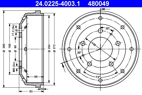 Bremstrommel ATE 24.0225-4003.1