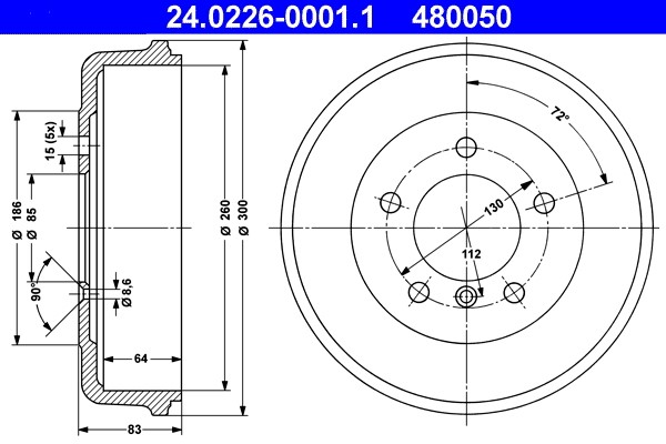 Bremstrommel ATE 24.0226-0001.1