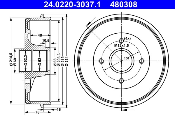 Bremstrommel ATE 24.0220-3037.1