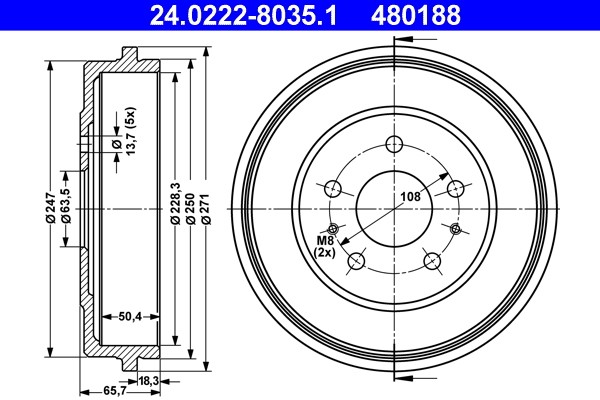 Bremstrommel ATE 24.0222-8035.1