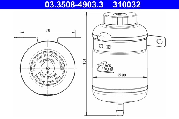 Ausgleichsbehälter, Bremsflüssigkeit ATE 03.3508-4903.3