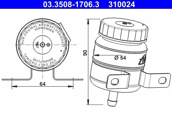 Ausgleichsbehälter, Bremsflüssigkeit ATE 03.3508-1706.3