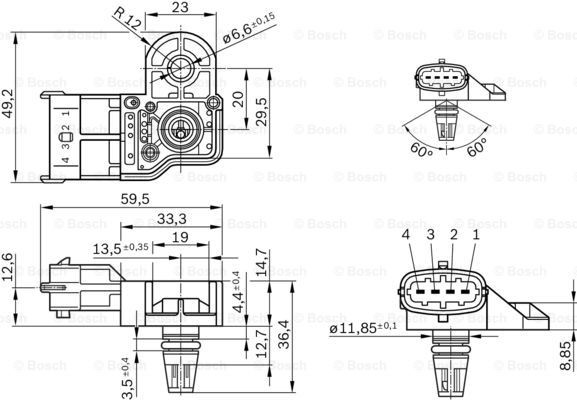 Sensor, Ladedruck BOSCH 0261230280 7