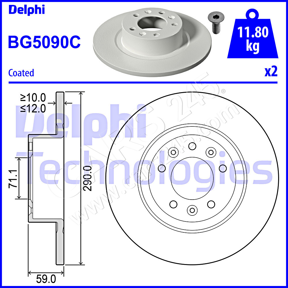 COATED BRAKE DISC (DOUBLE) FSx2 DELPHI BG5090C