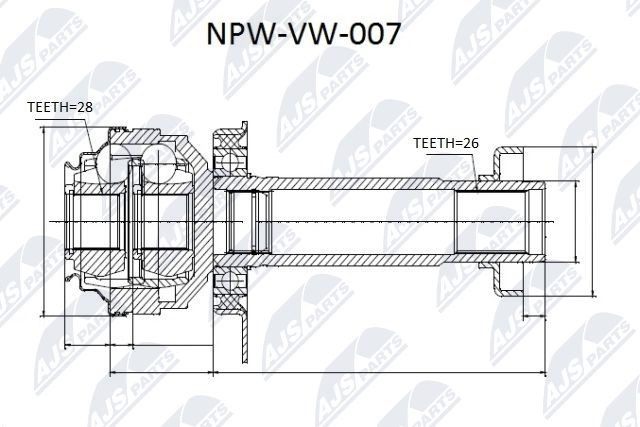 Gelenksatz, Antriebswelle NTY NPW-VW-007