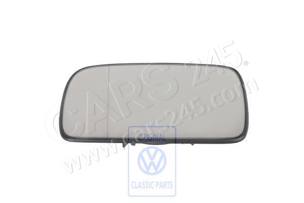 Spiegelglas (asphärisch- weitwinkel) mit Trägerplatte links aussen, links Llkg Volkswagen Classic 6N1857521B
