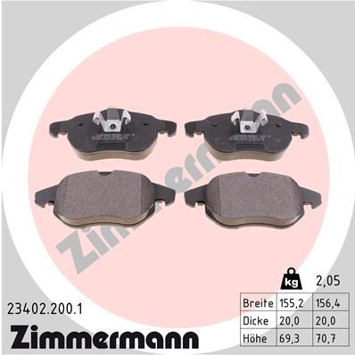 Bremsbelagsatz, Scheibenbremse ZIMMERMANN 234022001