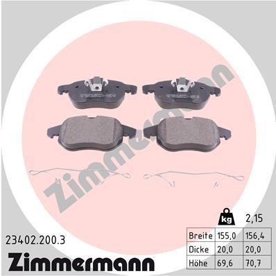 Bremsbelagsatz, Scheibenbremse ZIMMERMANN 234022003