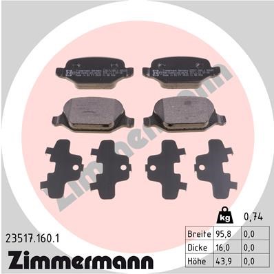 Bremsbelagsatz, Scheibenbremse ZIMMERMANN 235171601