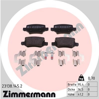 Bremsbelagsatz, Scheibenbremse ZIMMERMANN 231381452