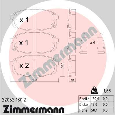 Bremsbelagsatz, Scheibenbremse ZIMMERMANN 220521802